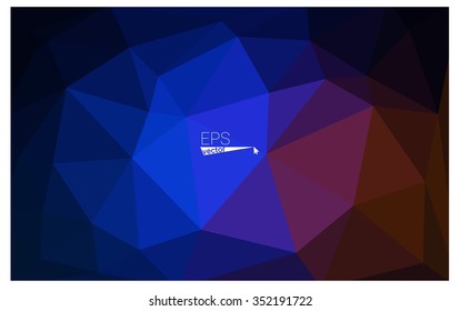 Multicolor dark blue, red geometric rumpled triangular low poly origami style gradient illustration graphic background. Vector polygonal design for your business.