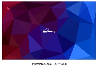 Multicolor dark blue, red geometric rumpled triangular low poly origami style gradient illustration graphic background. Vector polygonal design for your business.
