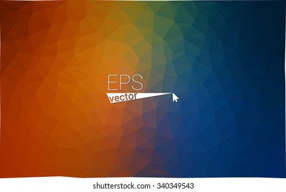 Multicolor dark blue, yellow, orange  geometric rumpled triangular low poly style gradient illustration graphic background. Vector polygonal design for your business.