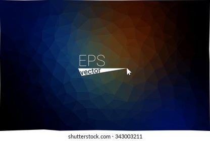 Multicolor dark blue, yellow, orange geometric rumpled triangular low poly origami style gradient illustration graphic background. Vector polygonal design for your business.