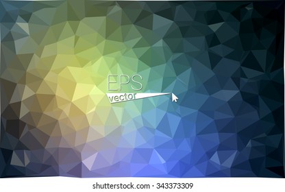 Multicolor dark blue, yellow, orange geometric rumpled triangular low poly origami style gradient illustration graphic background. Vector polygonal design for your business.