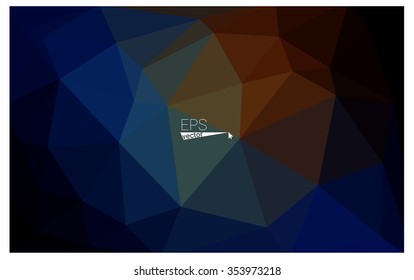 Multicolor dark blue, yellow, orange geometric rumpled triangular low poly origami style gradient illustration graphic background. Vector polygonal design for your business.