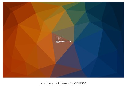 Multicolor dark blue, yellow, orange geometric rumpled triangular low poly origami style gradient illustration graphic background. Vector polygonal design for your business.