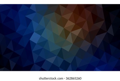 Multicolor dark blue, yellow, orange polygonal illustration, which consist of triangles. Geometric background in Origami style with gradient. Triangular design for your business in vector.