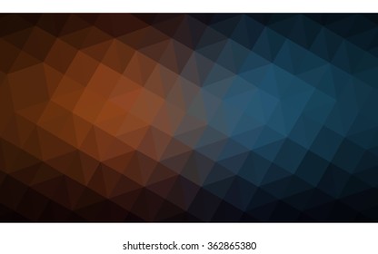 Multicolor dark blue, yellow, orange polygonal illustration, which consist of triangles. Geometric background in Origami style with gradient. Triangular design for your business in vector.