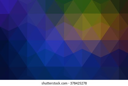 Multicolor dark blue, yellow, orange polygonal illustration, which consist of triangles. Geometric background in Origami style with gradient. Triangular design for your business.