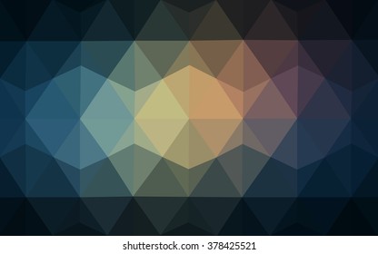 Multicolor dark blue, yellow, orange polygonal illustration, which consist of triangles. Geometric background in Origami style with gradient. Triangular design for your business.
