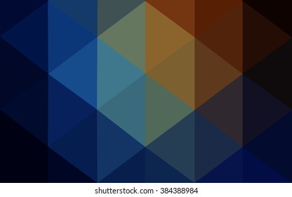 Multicolor dark blue, yellow, orange polygonal illustration, which consist of triangles. Geometric background in Origami style with gradient. Triangular design for your business.