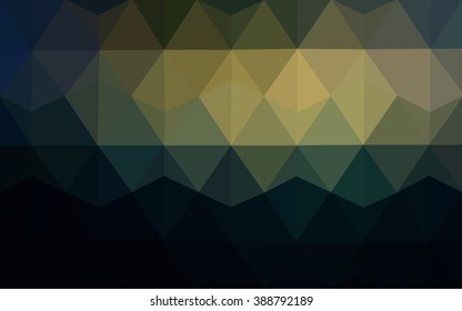 Multicolor dark blue, yellow, orange polygonal illustration, which consist of triangles. Geometric background in Origami style with gradient. Triangular design for your business.