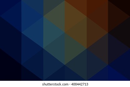 Multicolor dark blue, yellow, orange polygonal illustration, which consist of triangles. Geometric background in Origami style with gradient. Triangular design for your business.