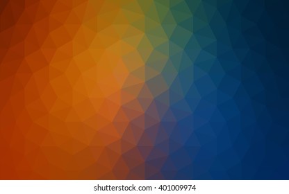 Multicolor dark blue, yellow, orange polygonal illustration, which consist of triangles. Geometric background in Origami style with gradient. Triangular design for your business.