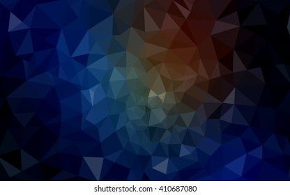 Multicolor dark blue, yellow, orange polygonal illustration, which consist of triangles. Geometric background in Origami style with gradient. Triangular design for your business.