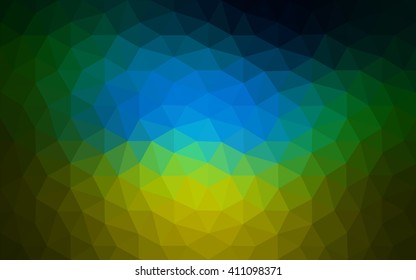 Multicolor dark blue, yellow, orange polygonal illustration, which consist of triangles. Geometric background in Origami style with gradient. Triangular design for your business.