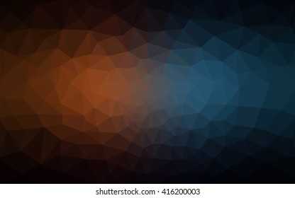 Multicolor dark blue, yellow, orange polygonal illustration, which consist of triangles. Geometric background in Origami style with gradient. Triangular design for your business.