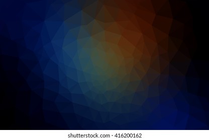 Multicolor dark blue, yellow, orange polygonal illustration, which consist of triangles. Geometric background in Origami style with gradient. Triangular design for your business.