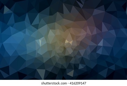 Multicolor dark blue, yellow, orange polygonal illustration, which consist of triangles. Geometric background in Origami style with gradient. Triangular design for your business.