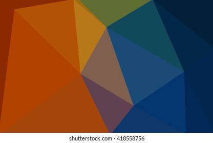 Multicolor dark blue, yellow, orange polygonal illustration, which consist of triangles. Geometric background in Origami style with gradient. Triangular design for your business.