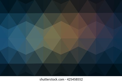 Multicolor dark blue, yellow, orange polygonal illustration, which consist of triangles. Geometric background in Origami style with gradient. Triangular design for your business.
