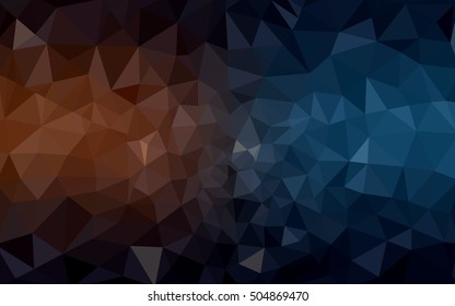 Multicolor dark blue, yellow, orange polygonal illustration, which consist of triangles. Geometric background in Origami style with gradient. Triangular design for your business.