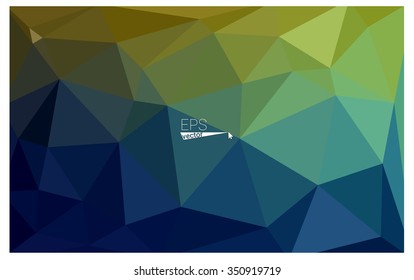 Multicolor dark green, blue geometric rumpled triangular low poly origami style gradient illustration graphic background. Vector polygonal design for your business.