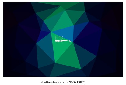 Multicolor dark green, blue geometric rumpled triangular low poly origami style gradient illustration graphic background. Vector polygonal design for your business.