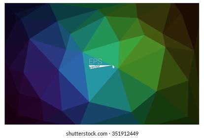 Multicolor dark green, blue geometric rumpled triangular low poly origami style gradient illustration graphic background. Vector polygonal design for your business.