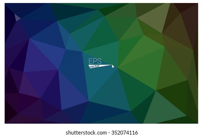 Multicolor dark green, blue geometric rumpled triangular low poly origami style gradient illustration graphic background. Vector polygonal design for your business.