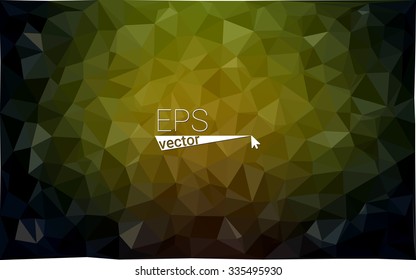 Multicolor dark green, yellow, orange  geometric rumpled triangular low poly style gradient illustration graphic background. Vector polygonal design for your business.