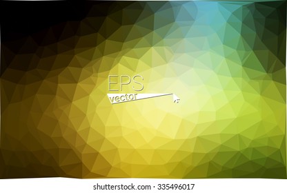 Multicolor dark green, yellow, orange  geometric rumpled triangular low poly style gradient illustration graphic background. Vector polygonal design for your business.