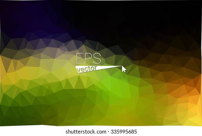 Multicolor dark green, yellow, orange  geometric rumpled triangular low poly style gradient illustration graphic background. Vector polygonal design for your business.