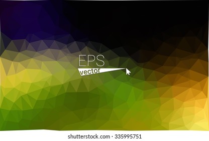Multicolor dark green, yellow, orange  geometric rumpled triangular low poly style gradient illustration graphic background. Vector polygonal design for your business.