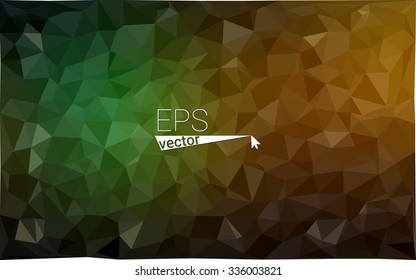 Multicolor dark green, yellow, orange  geometric rumpled triangular low poly style gradient illustration graphic background. Vector polygonal design for your business.