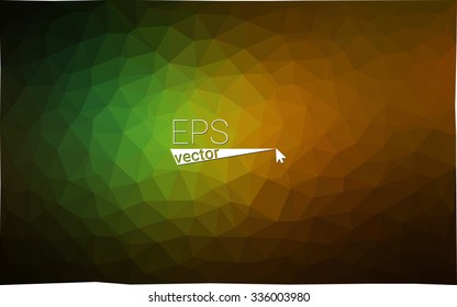 Multicolor dark green, yellow, orange  geometric rumpled triangular low poly style gradient illustration graphic background. Vector polygonal design for your business.