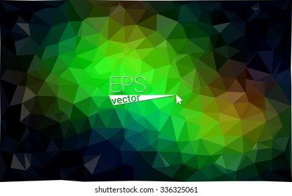 Multicolor dark green, yellow, orange geometric rumpled triangular low poly origami style gradient illustration graphic background. Vector polygonal design for your business.