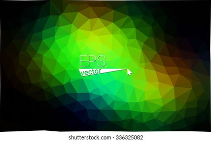 Multicolor dark green, yellow, orange geometric rumpled triangular low poly origami style gradient illustration graphic background. Vector polygonal design for your business.
