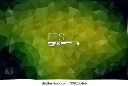Multicolor dark green, yellow, orange geometric rumpled triangular low poly origami style gradient illustration graphic background. Vector polygonal design for your business.