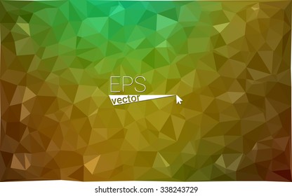 Multicolor dark green, yellow, orange geometric rumpled triangular low poly origami style gradient illustration graphic background. Vector polygonal design for your business.