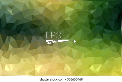 Multicolor dark green, yellow, orange geometric rumpled triangular low poly origami style gradient illustration graphic background. Vector polygonal design for your business.