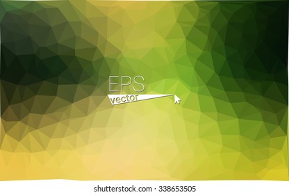 Multicolor dark green, yellow, orange geometric rumpled triangular low poly origami style gradient illustration graphic background. Vector polygonal design for your business.