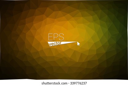 Multicolor dark green, yellow, orange geometric rumpled triangular low poly origami style gradient illustration graphic background. Vector polygonal design for your business.