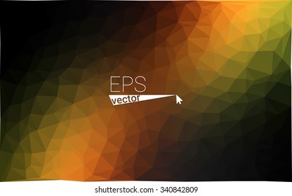 Multicolor dark green, yellow, orange geometric rumpled triangular low poly origami style gradient illustration graphic background. Vector polygonal design for your business.