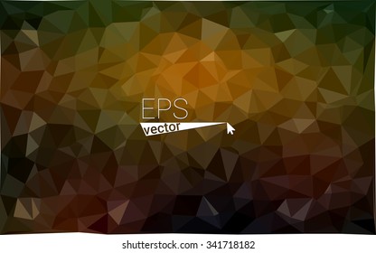 Multicolor dark green, yellow, orange geometric rumpled triangular low poly origami style gradient illustration graphic background. Vector polygonal design for your business.