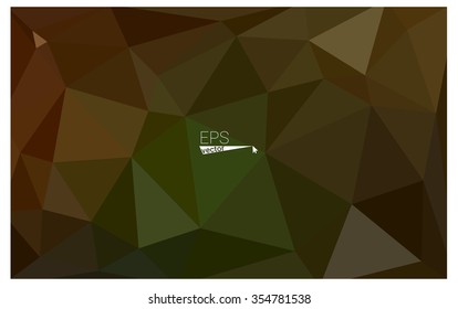 Multicolor dark green, yellow, orange geometric rumpled triangular low poly origami style gradient illustration graphic background. Vector polygonal design for your business.