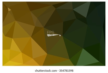 Multicolor dark green, yellow, orange geometric rumpled triangular low poly origami style gradient illustration graphic background. Vector polygonal design for your business.