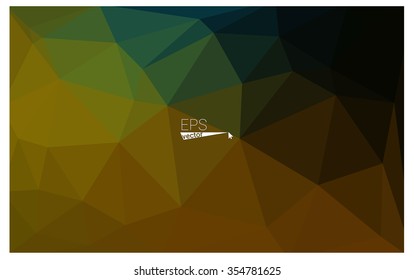 Multicolor dark green, yellow, orange geometric rumpled triangular low poly origami style gradient illustration graphic background. Vector polygonal design for your business.