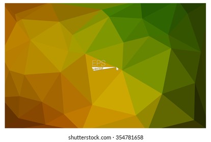 Multicolor dark green, yellow, orange geometric rumpled triangular low poly origami style gradient illustration graphic background. Vector polygonal design for your business.