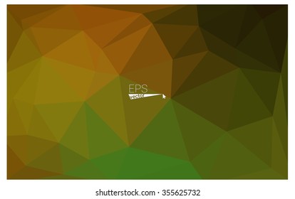 Multicolor dark green, yellow, orange geometric rumpled triangular low poly origami style gradient illustration graphic background. Vector polygonal design for your business.