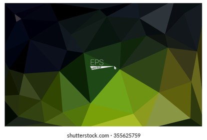 Multicolor dark green, yellow, orange geometric rumpled triangular low poly origami style gradient illustration graphic background. Vector polygonal design for your business.