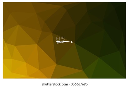 Multicolor dark green, yellow, orange geometric rumpled triangular low poly origami style gradient illustration graphic background. Vector polygonal design for your business.