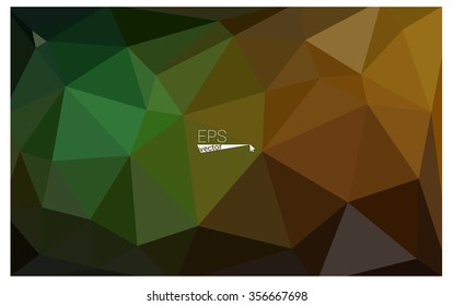 Multicolor dark green, yellow, orange geometric rumpled triangular low poly origami style gradient illustration graphic background. Vector polygonal design for your business.